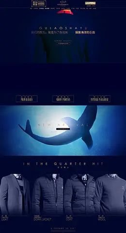 古老鲨鱼男装服饰天猫双11预售双十一预售首页页面设计
