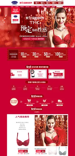 安莉芳内衣文胸服饰冬季新品天猫双11预售双十一预售首页页面设计