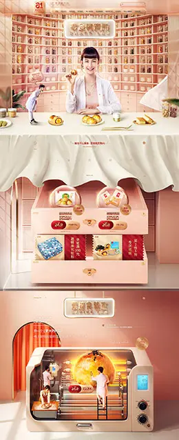a1爱逸 食品 零食 酒水 中秋节 天猫首页活动专题页面设计