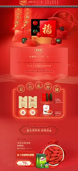 百瑞源 食品 零食 枸杞 新年 年货节 天猫首页活动专题页面设计
