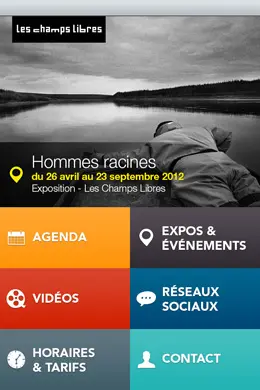 Champs Libres手机应用程序主屏幕导航菜单设计