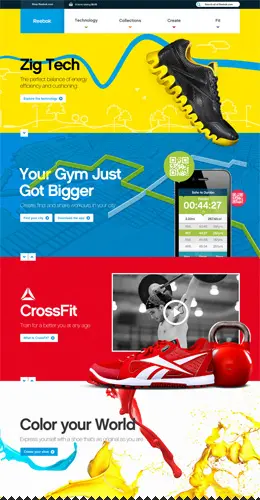 锐步跑鞋时尚配色网页设计