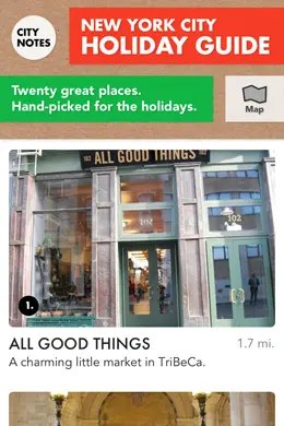 纽约市假日旅游指南手机应用界面设计