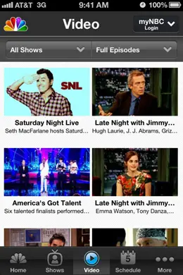 NBC娱乐视频手机应用界面设计