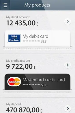 信用卡列表页界面设计欣赏