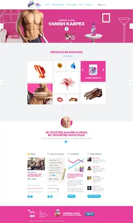 粉色配上肌肉男的感觉，一个清洁用品品牌网站