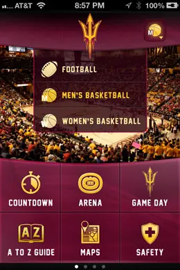 亚利桑那州立大学体育部官方应用手机界面设计