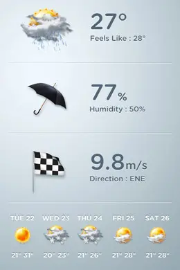 WeatherLike动画天气预报应用程序手机界面设计