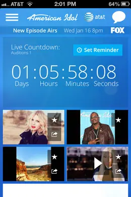 美国偶像娱乐手机应用界面设计