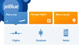 捷蓝航空公司网站导航设计