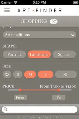 Artfinder艺术品购物应用界面设计