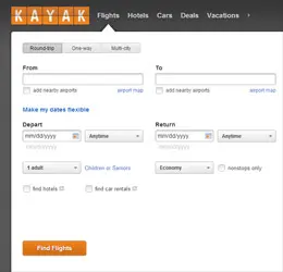 KAYAK旅游网站筛选表单设计