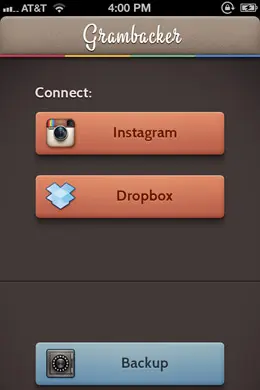 Grambacker Instagram照片备份应用界面设计
