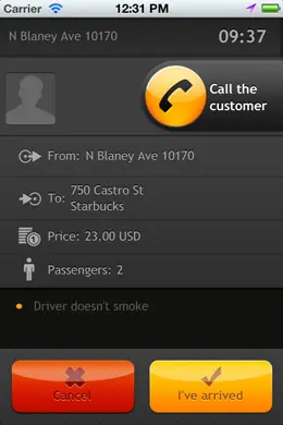 KWIKPIK移动出租车应用手机界面设计